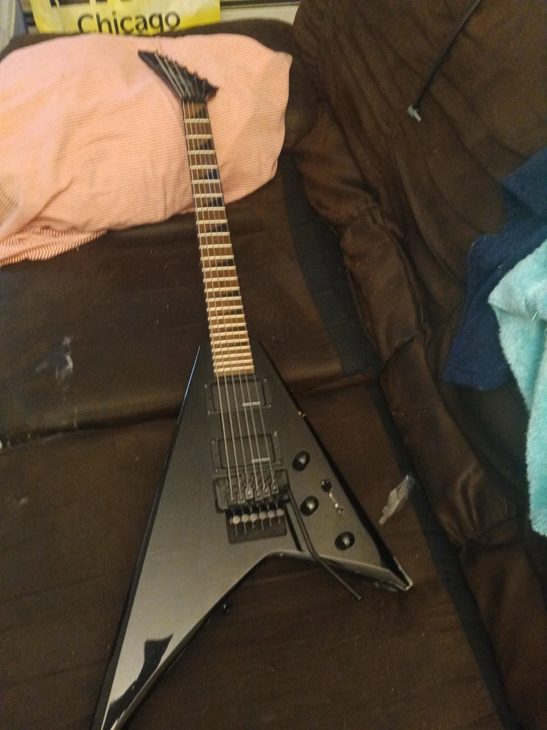 Black Electric V Guitar