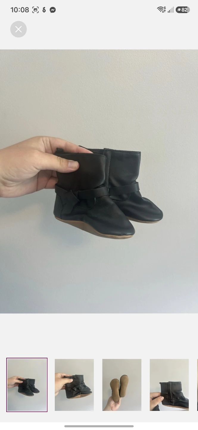Black Faux Leather Baby Boots