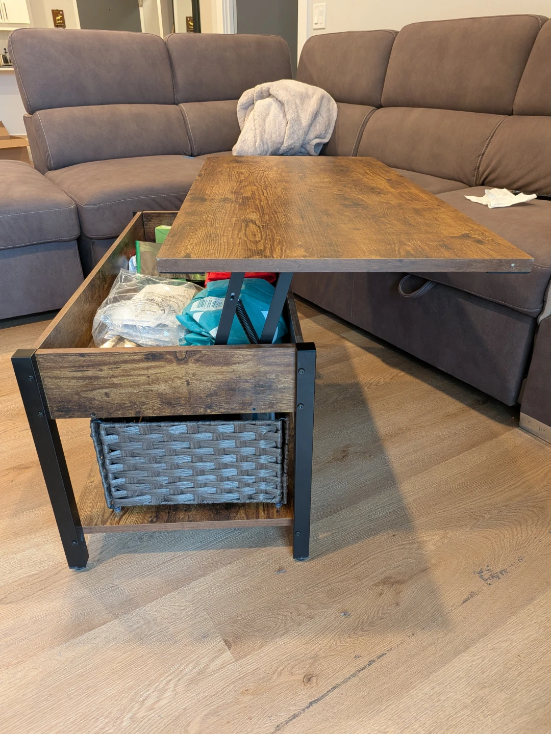 Lift Top Coffee Table with Storage Baskets - photo 2