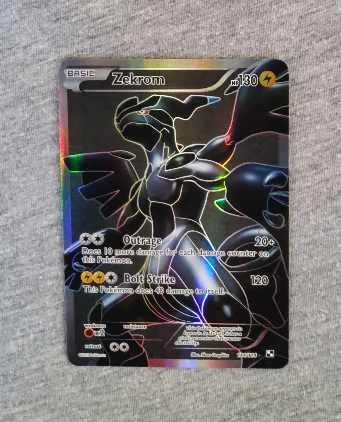 Zekrom 114/114 2011 Black & White Base Set Pokemon Card Full Art - photo 2