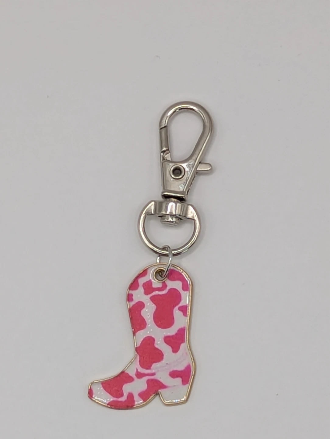 Pink Cow Print Cowboy Boot Charm
