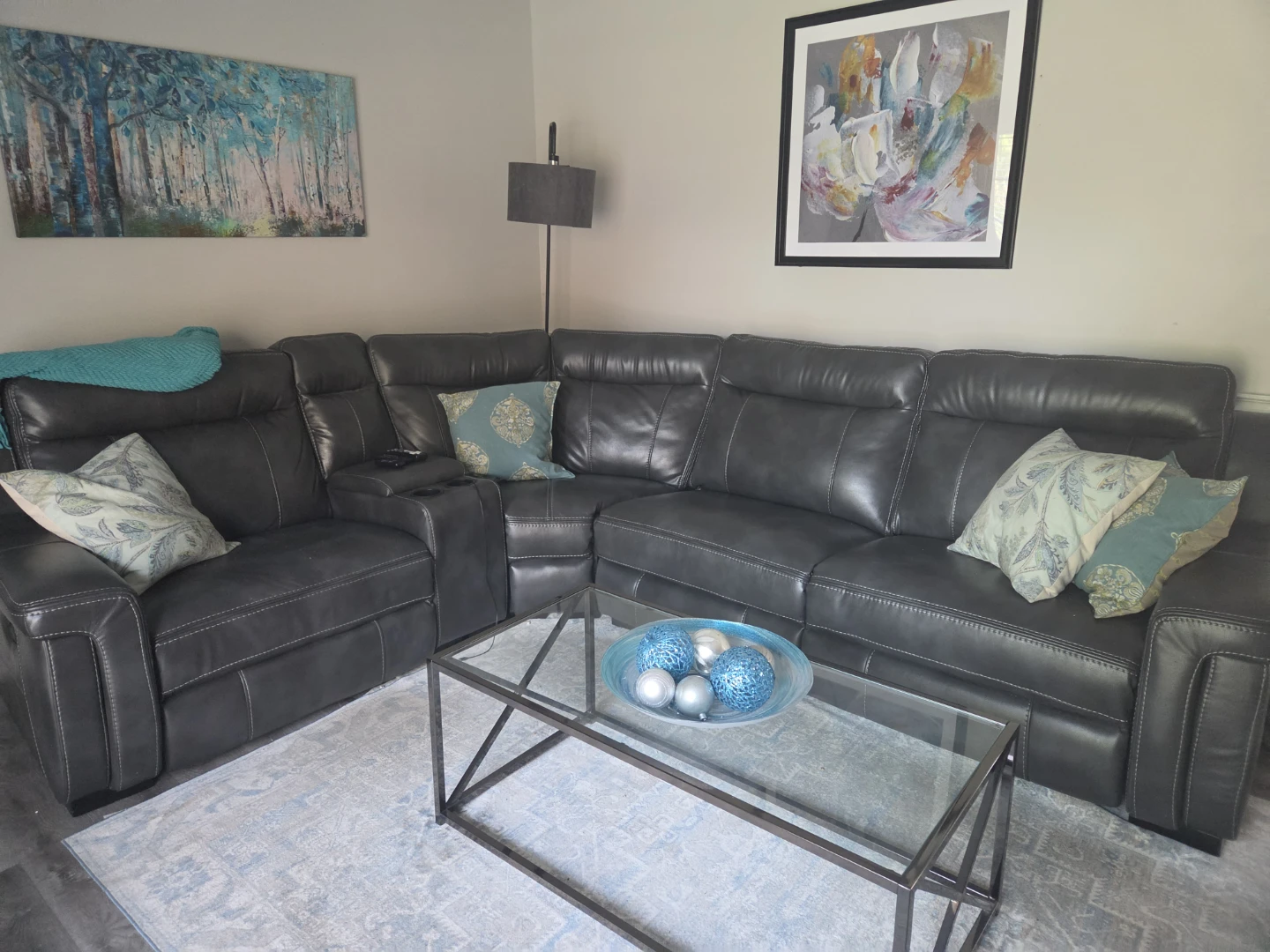 Grey Leather Sectional Sofa