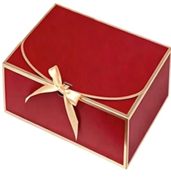 Red Gift Box with Gold Trim