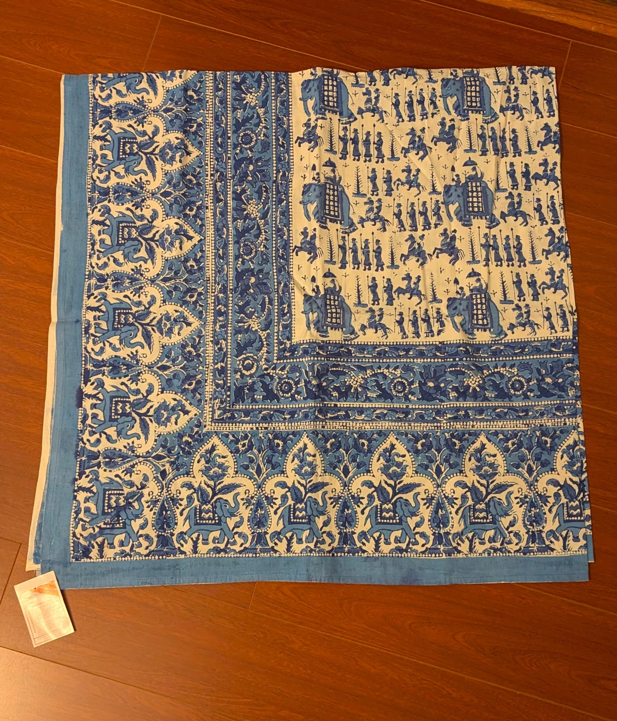 Blue and White Elephant Print Table Runner