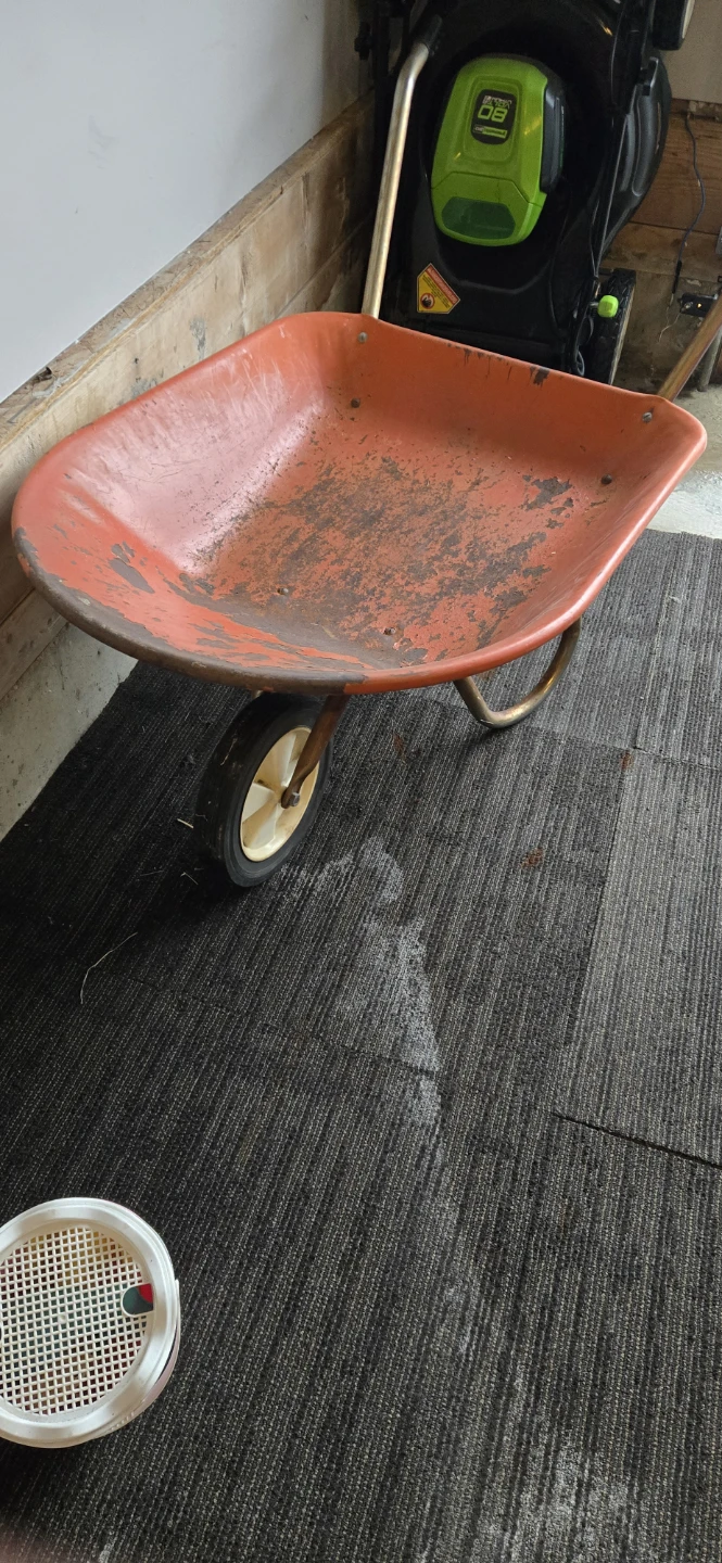 Orange Metal Wheelbarrow