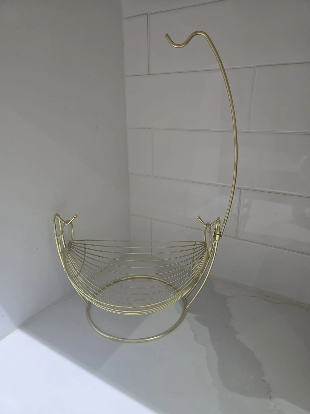 Gold Metal Fruit Basket with Hook