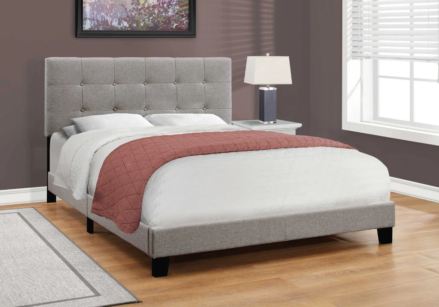 Queen Upholstered Bed Frame + Box Spring - photo 3