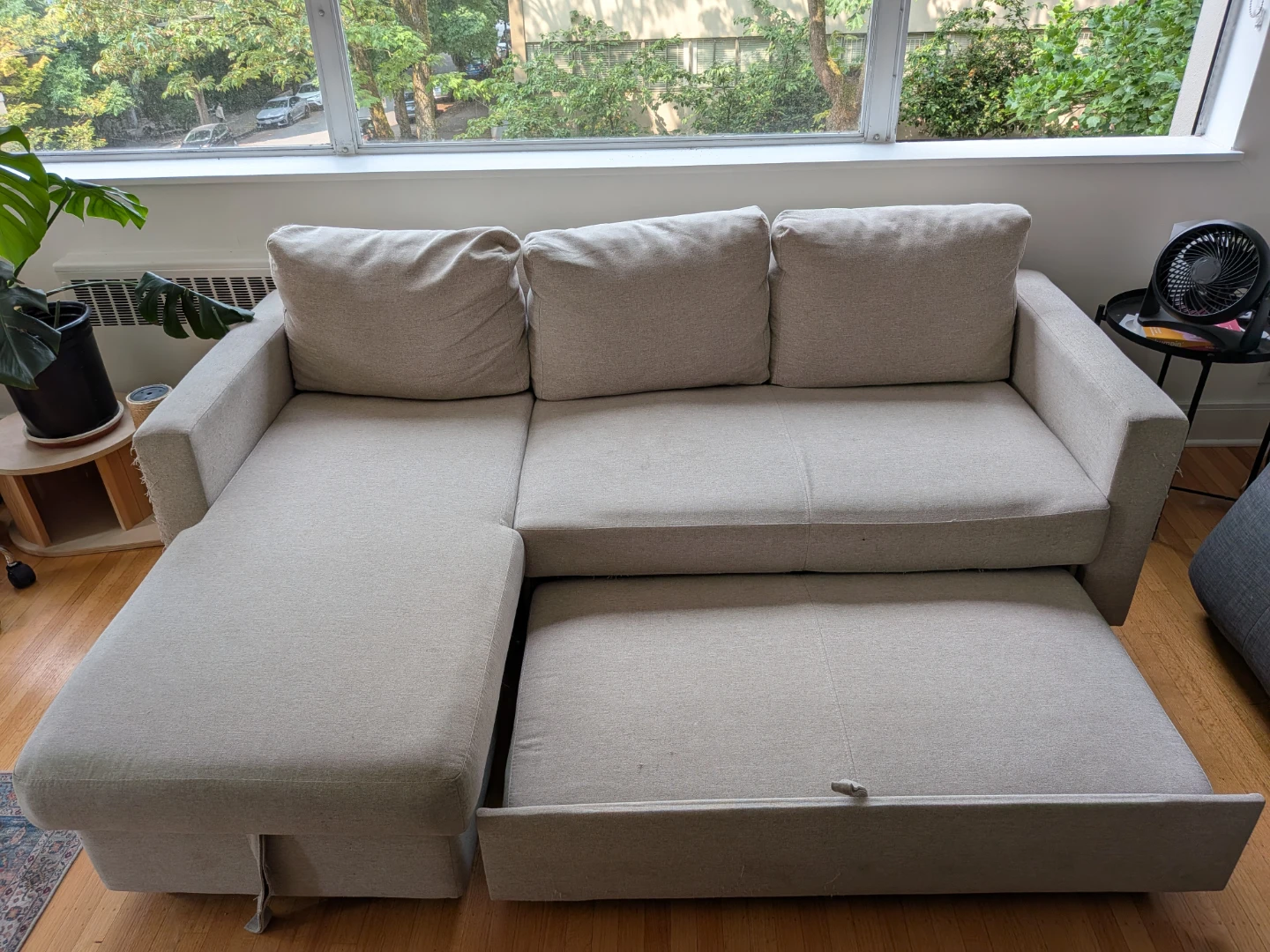 Light Beige Sectional Sofa Bed with Storage - photo 3