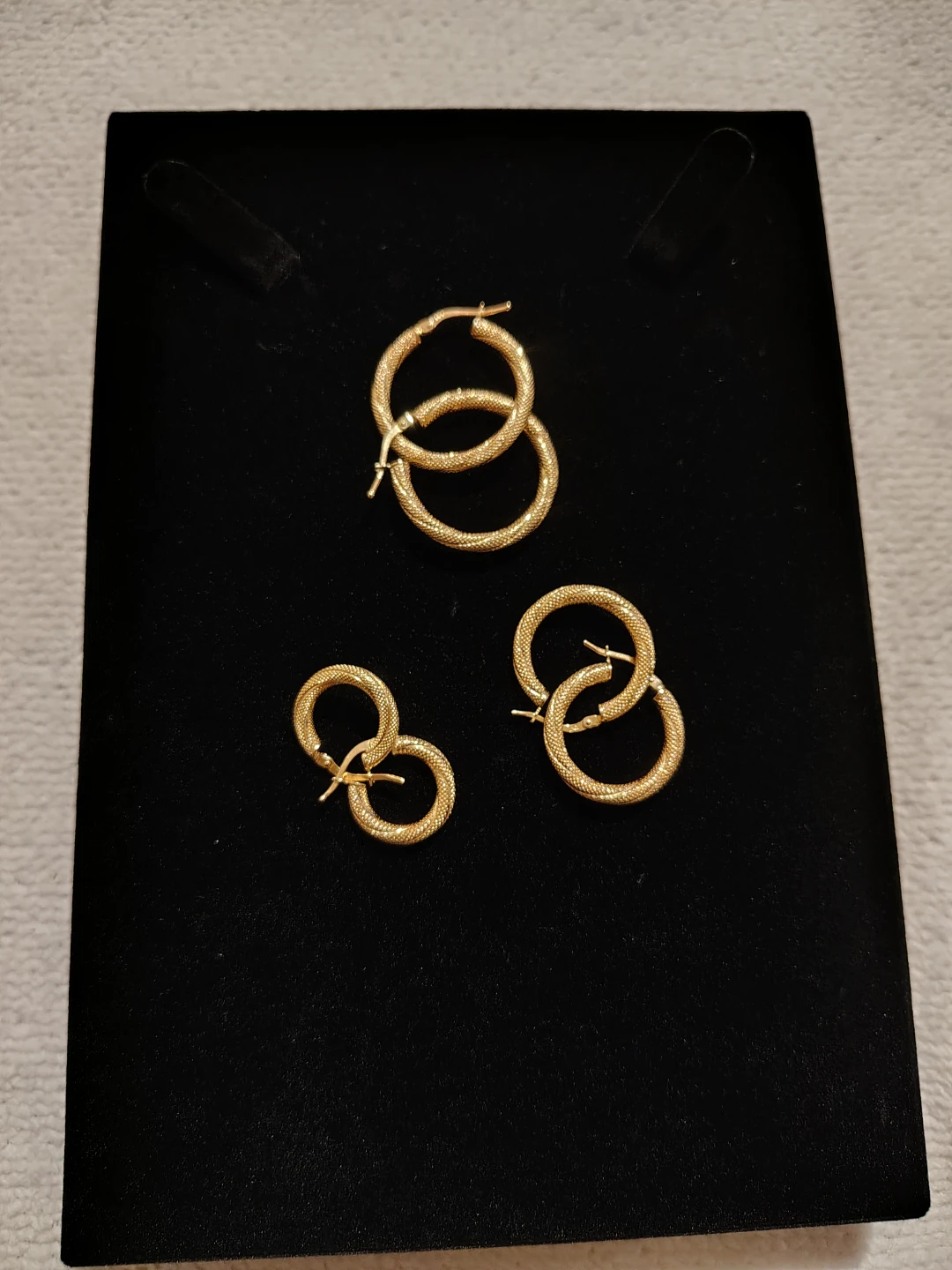 Gold 10K  Textured Hoop Earrings Set - photo 2