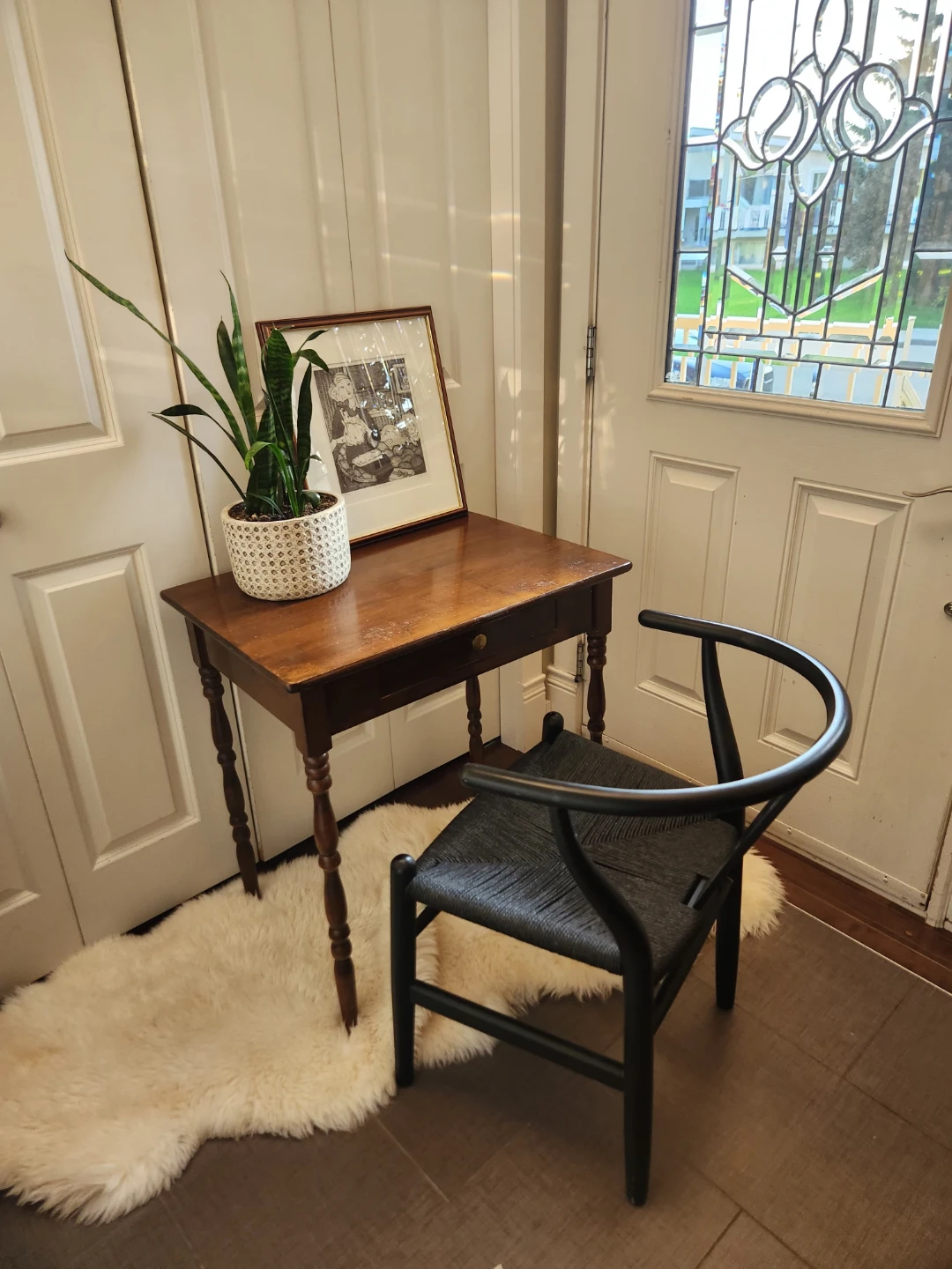 Solid wood OL TIMEY Wooden Side Table OR desk with Drawer - photo 5