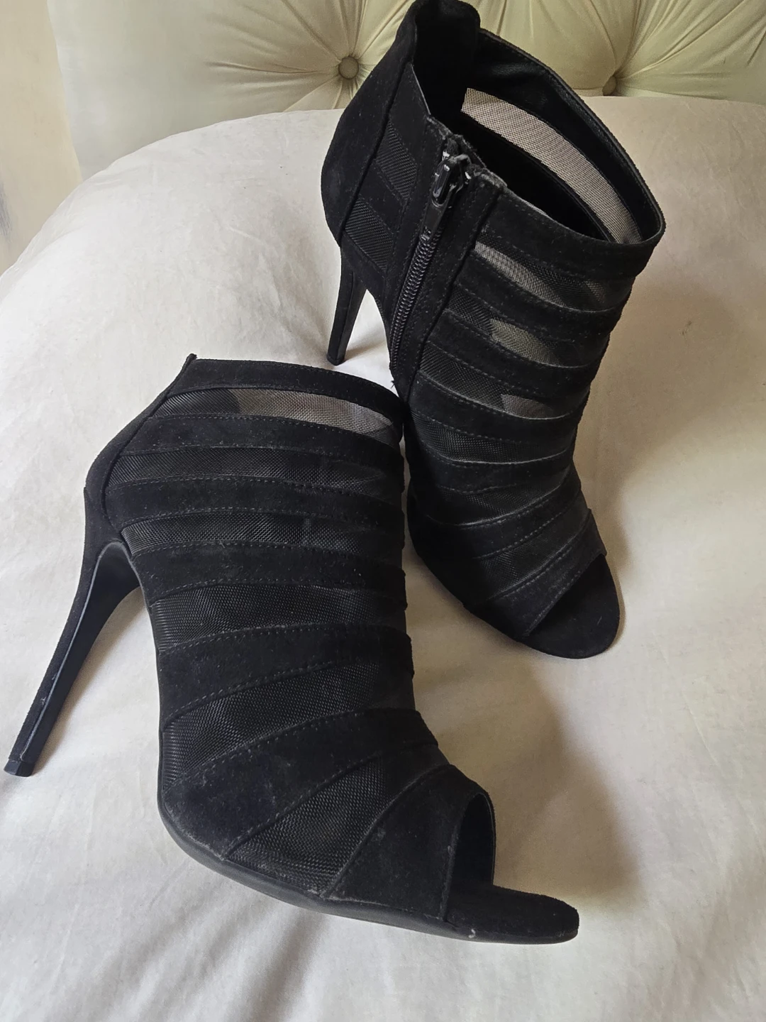 Le Château Black Mesh Peep-Toe Heels - photo 2