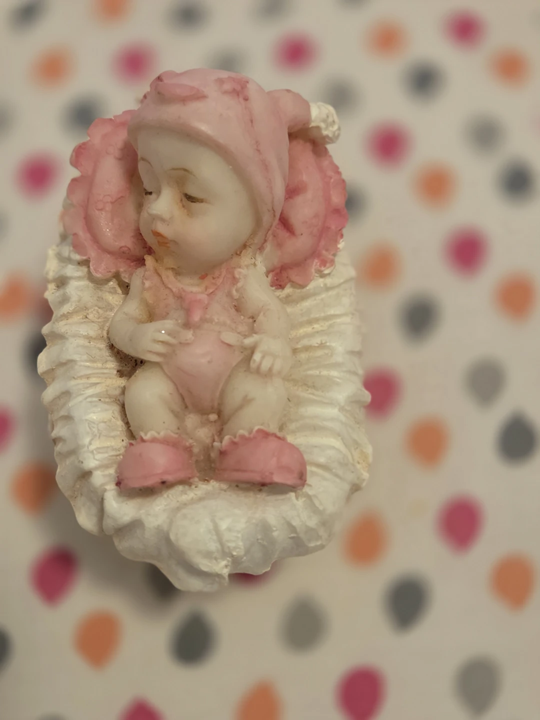 Pink Baby Figurine in Basket