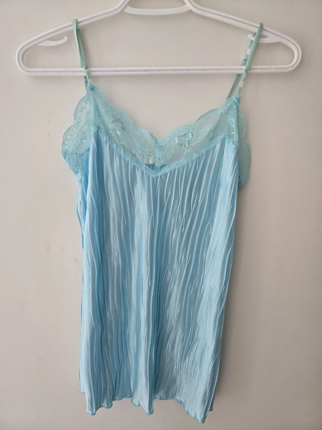 Light Blue Lace Trim Cami - Small