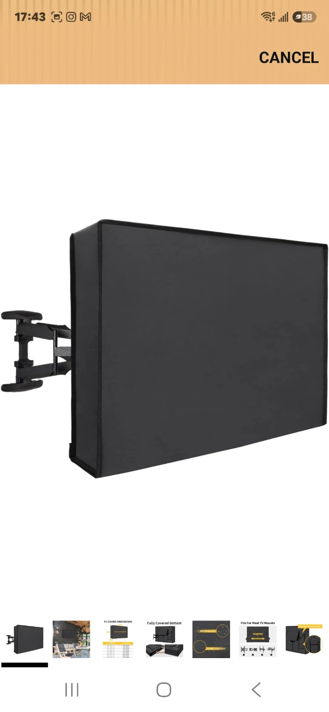 Waterproof Outdoor TV Cover for 46-48 inch TVs - Dark Gray
