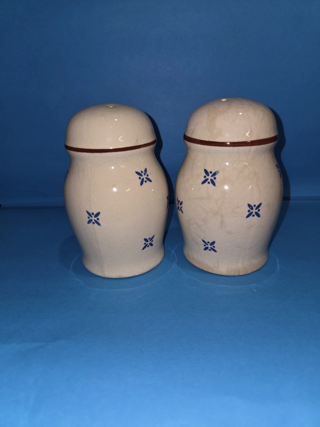 Ceramic Salt and Pepper Shakers Set - Blue Floral Design - photo 4
