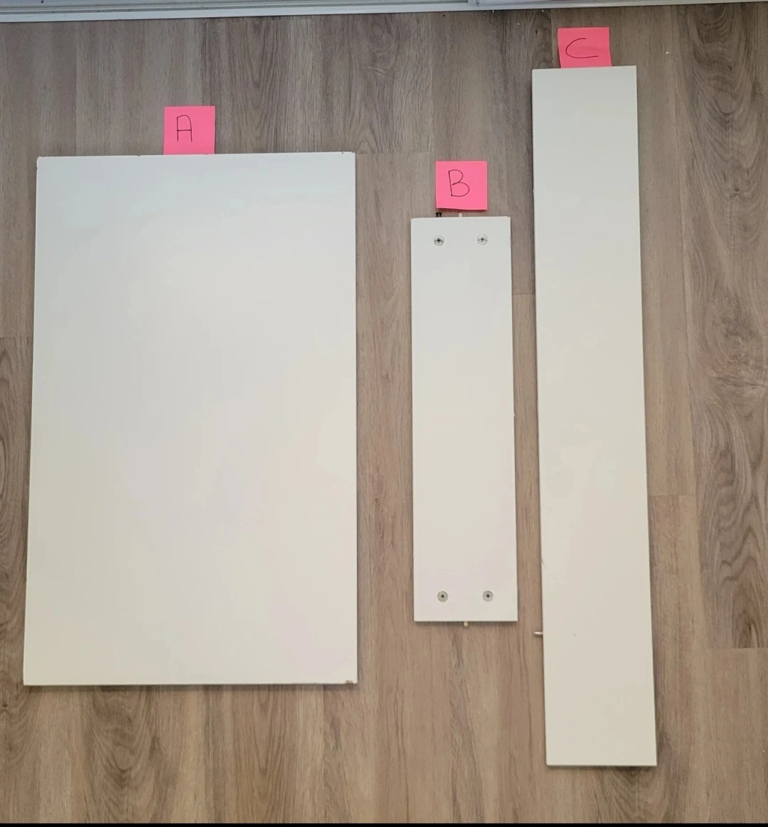 Three White Solid Wood Pieces - A, B, C