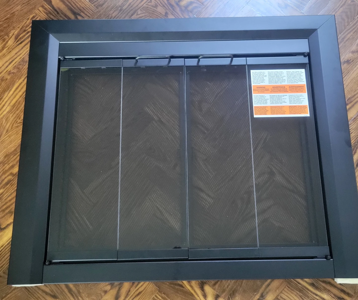 Black Fireplace Screen with Double Doors