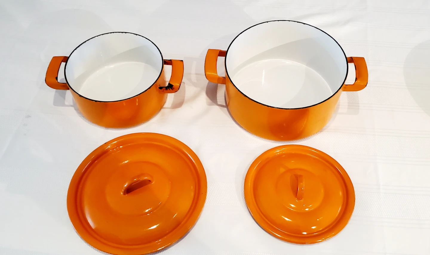 1950's Huta Silesia Pot Set Cast Iron & Metal Bottom Poland