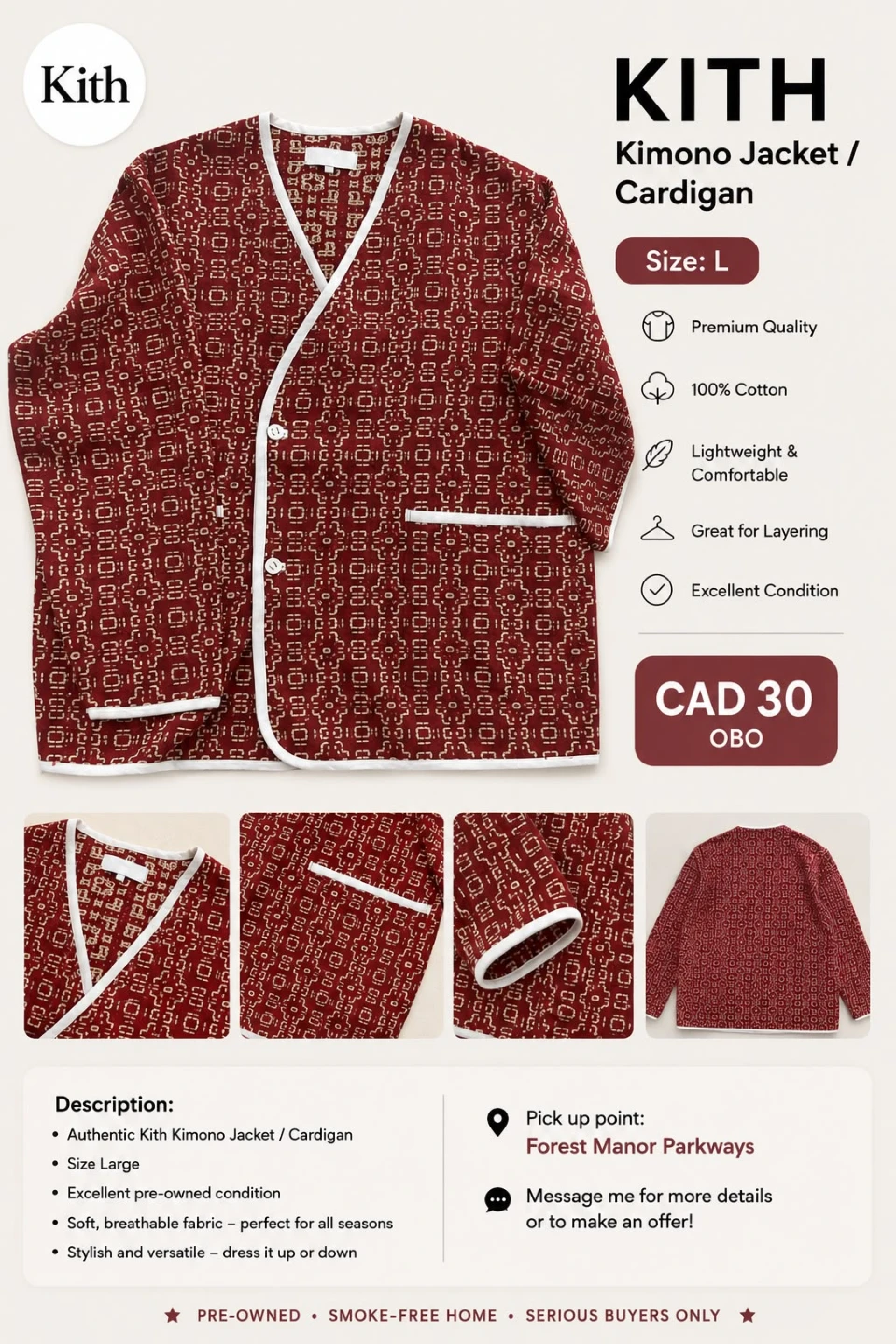 Kith Kimono Jacket / Cardigan Size L