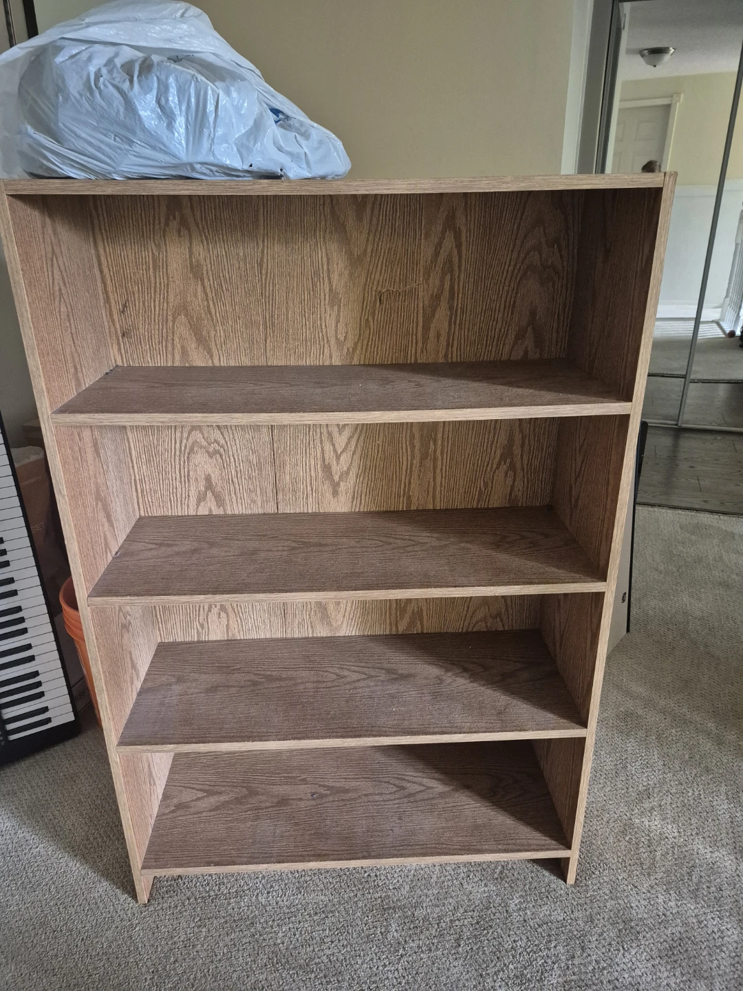 Oak Finish 4-Shelf Bookshelf