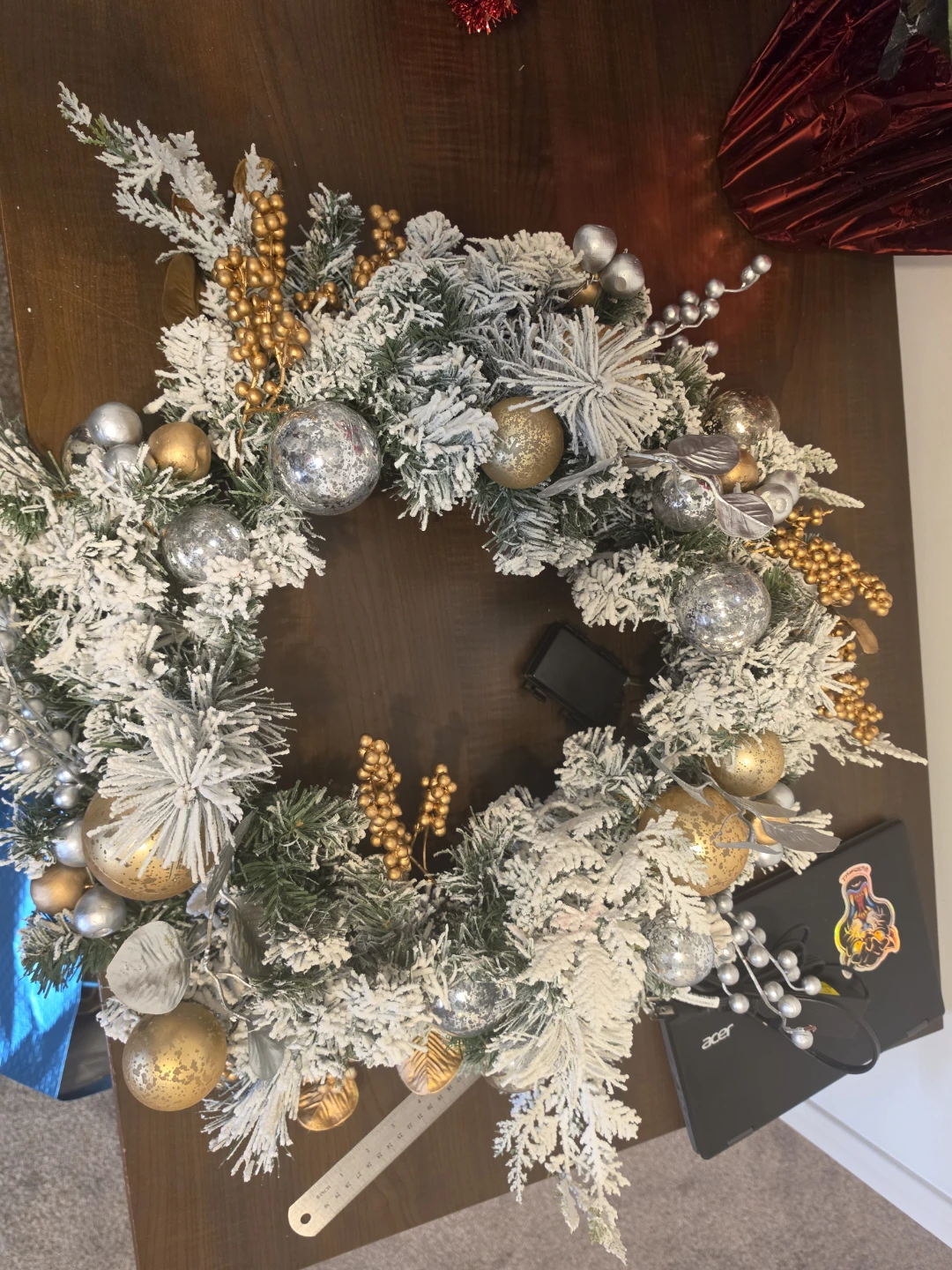 Artificial Christmas Wreath with Ornaments - photo 2
