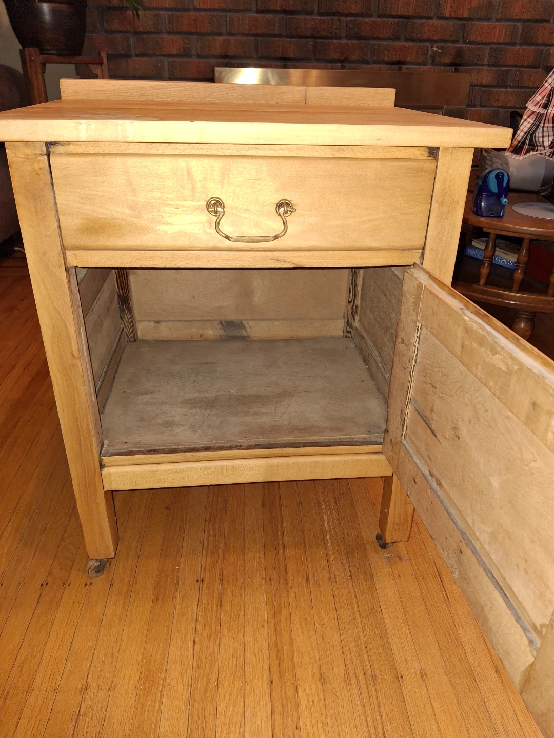 Wooden Side Table with Drawer and Cabinet - photo 5