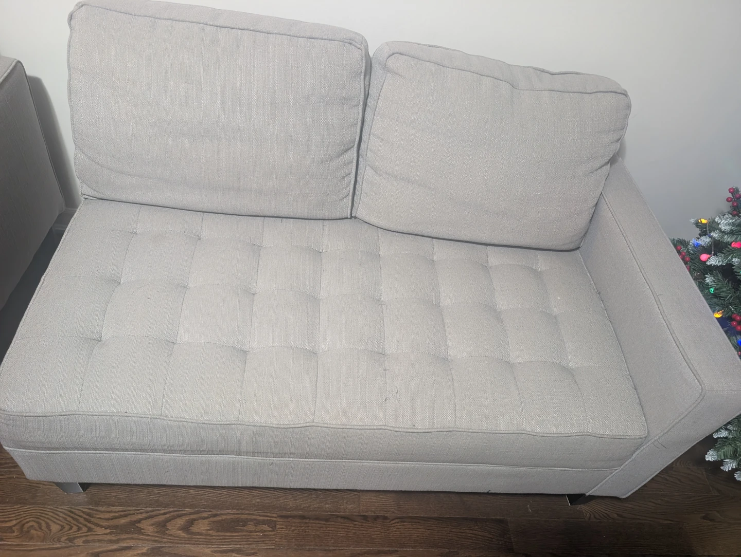 Grey Fabric Loveseat Sectional Sofa - photo 3