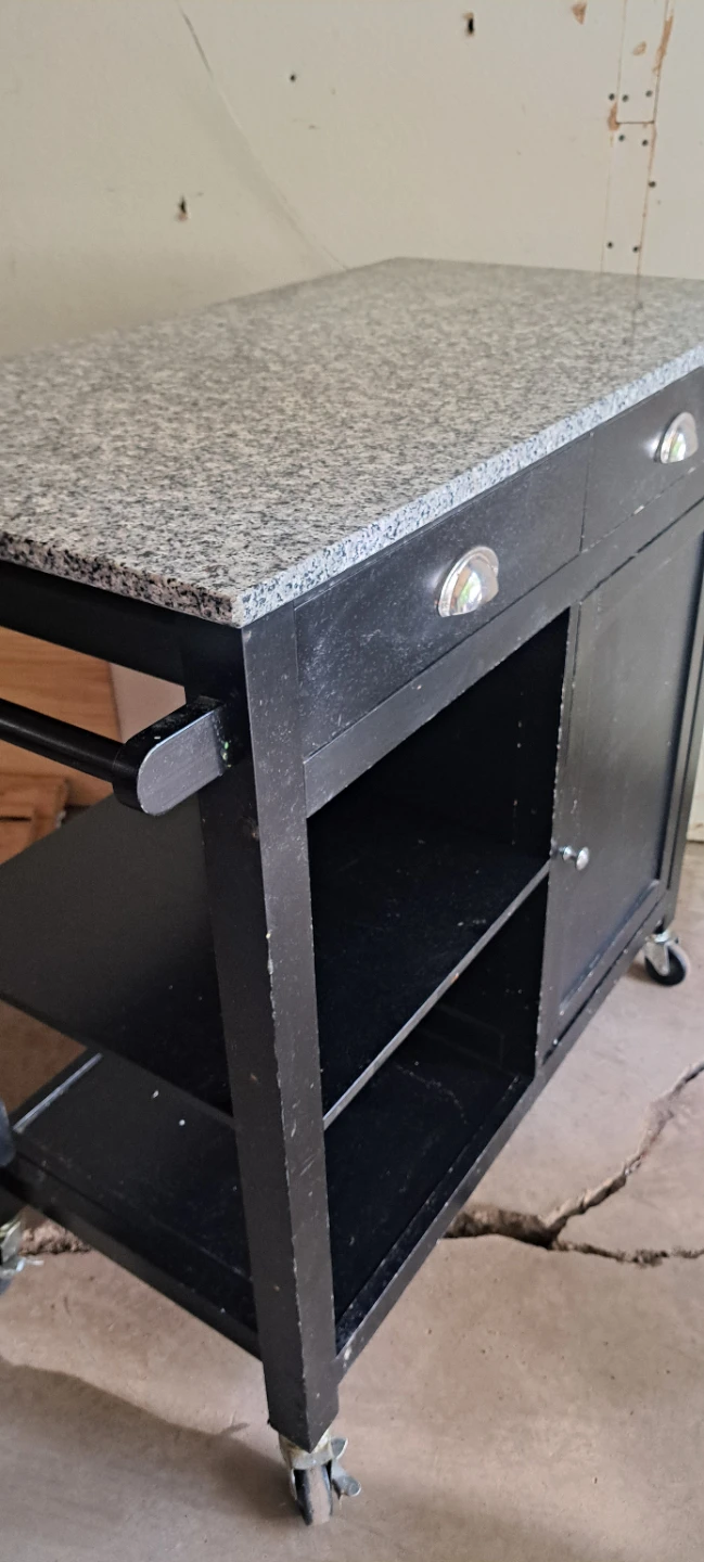 Black Kitchen Island Cart with Granite Top