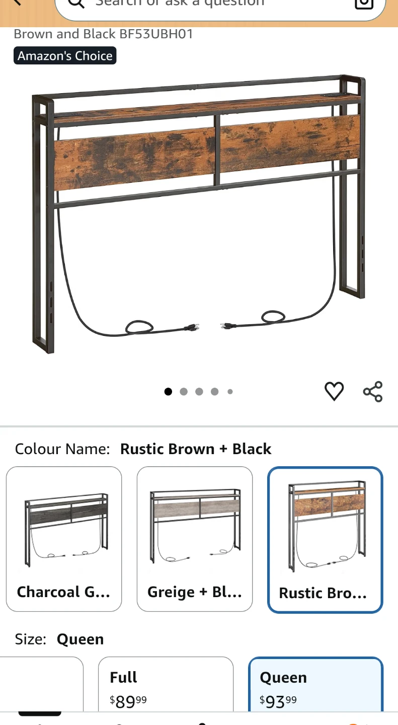 Rustic Brown and Black Queen Headboard