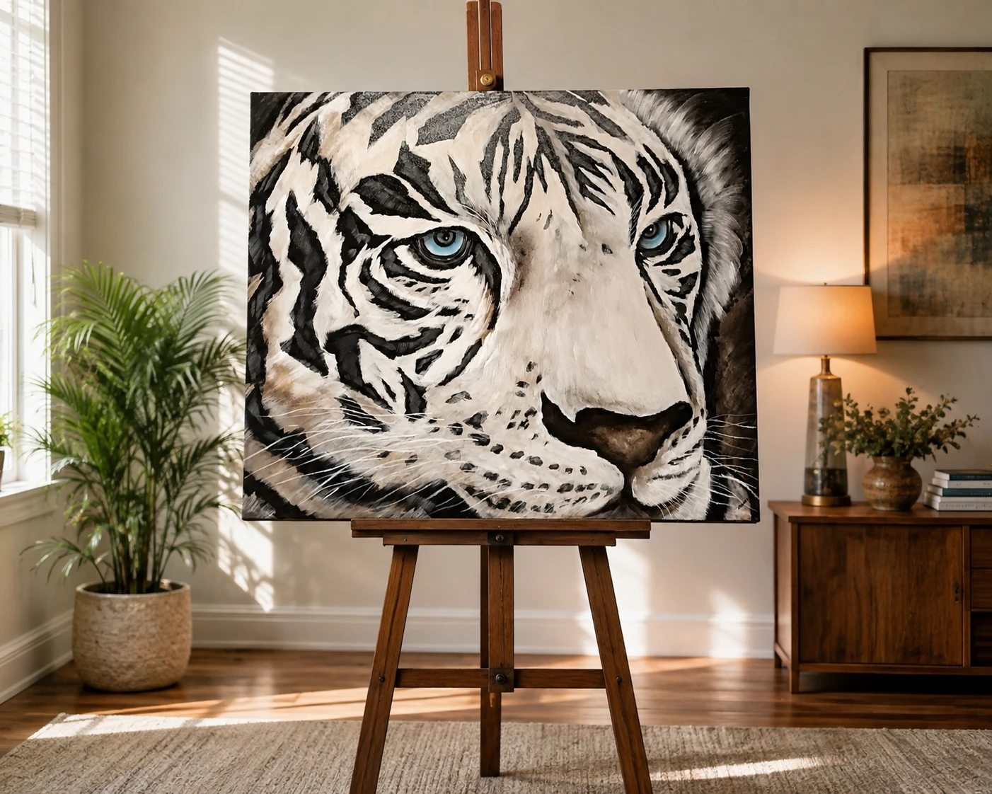 Large white tiger painting  40x50