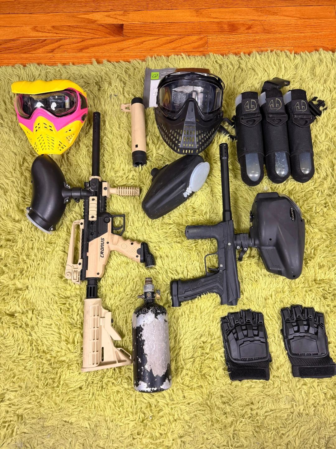 Paintball Gun Kit with Masks, Hoppers, and Accessories