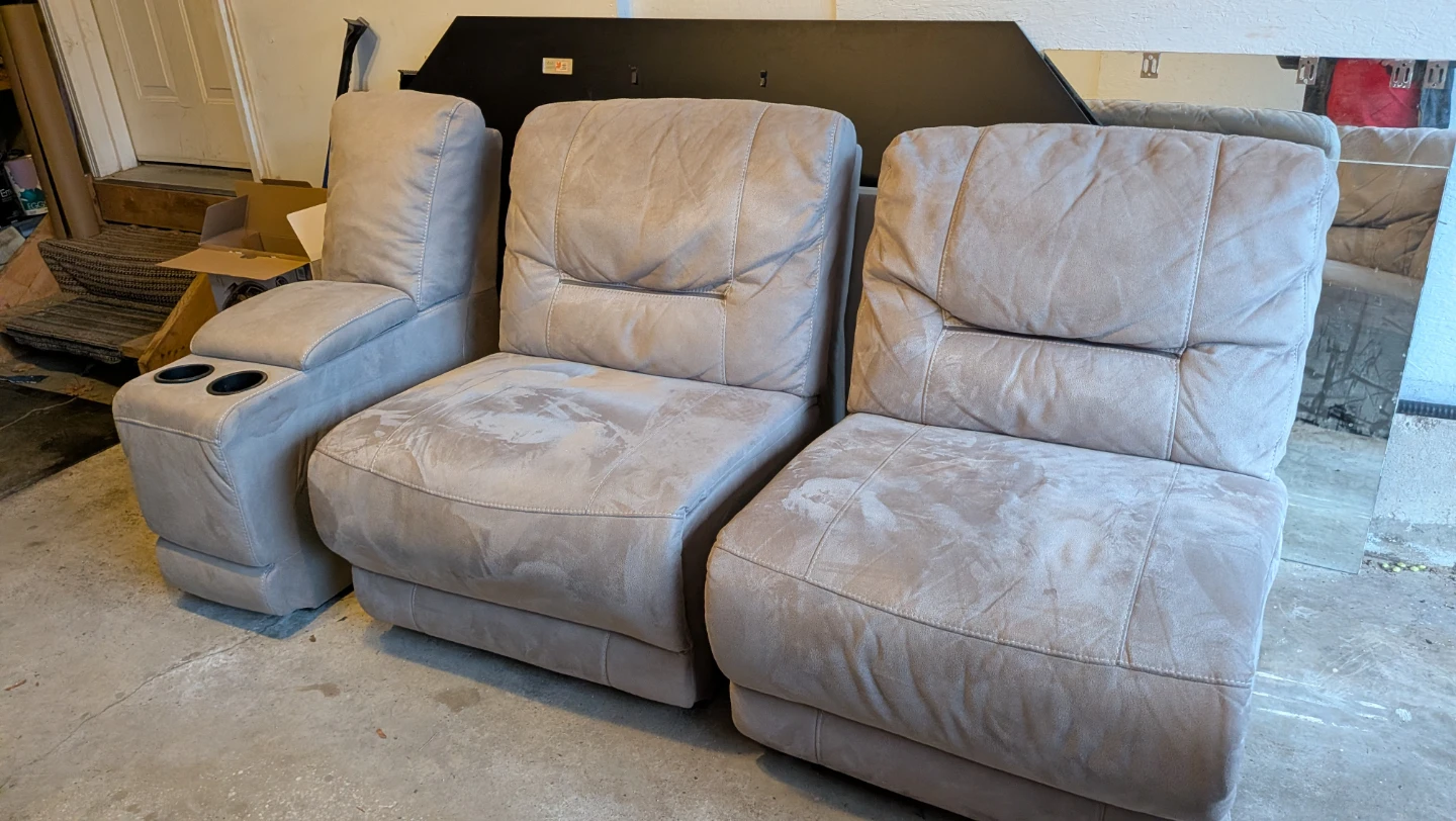 Taupe Sectional Sofa with Recliners - photo 2