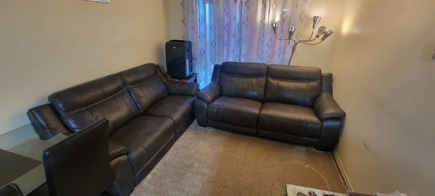 Brown Faux Leather Loveseat - photo 2