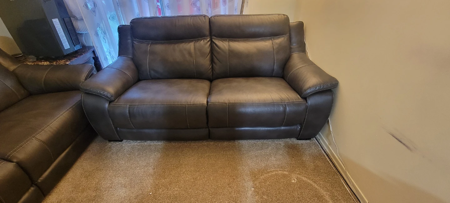 Brown Faux Leather Loveseat - photo 3