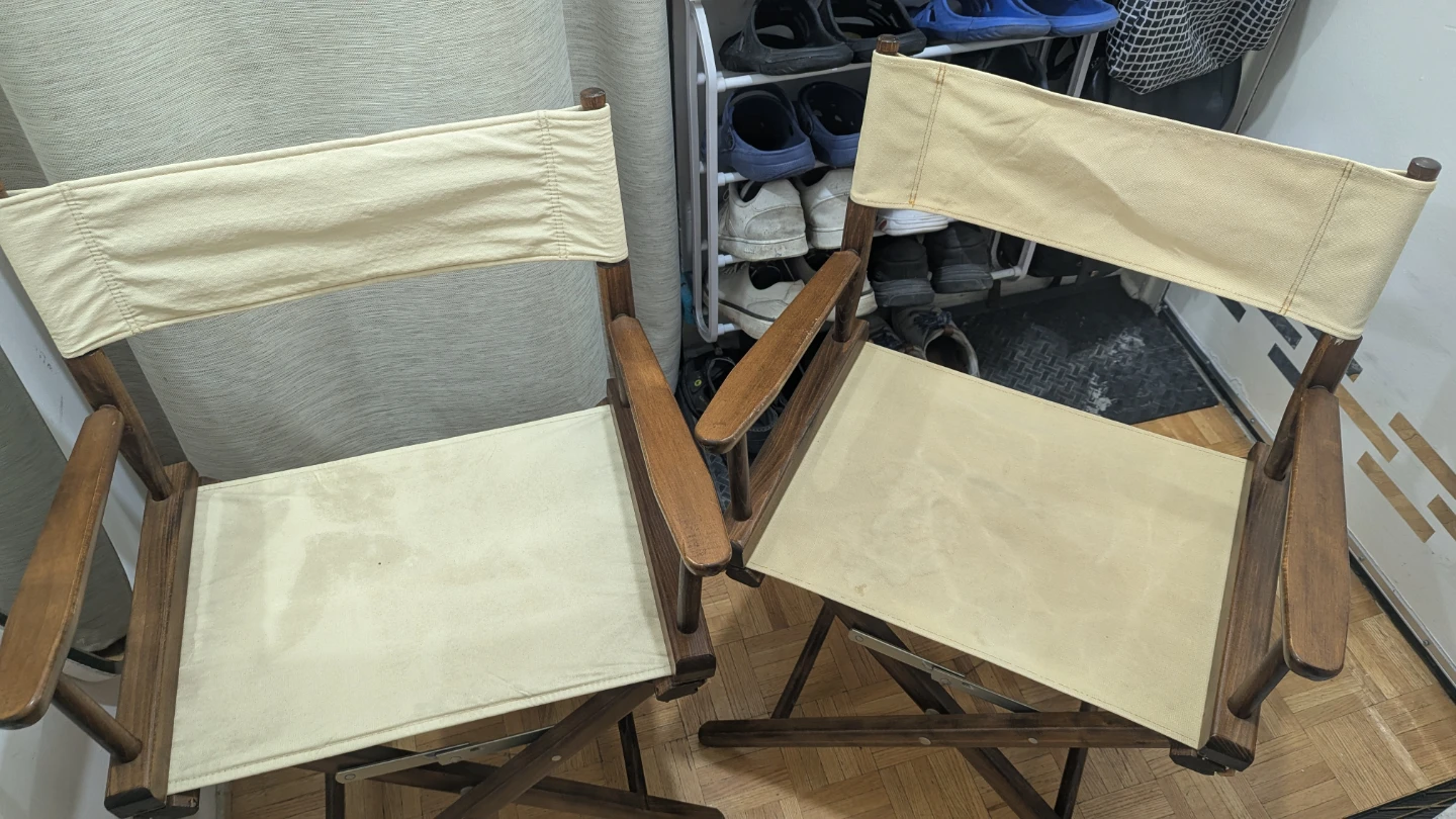18" Director Chair Stool Folding Oak Frame/Tan Canvas - photo 2