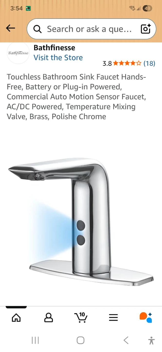 Touchless Motion Sensor Bathroom Faucet - Polished Chrome
