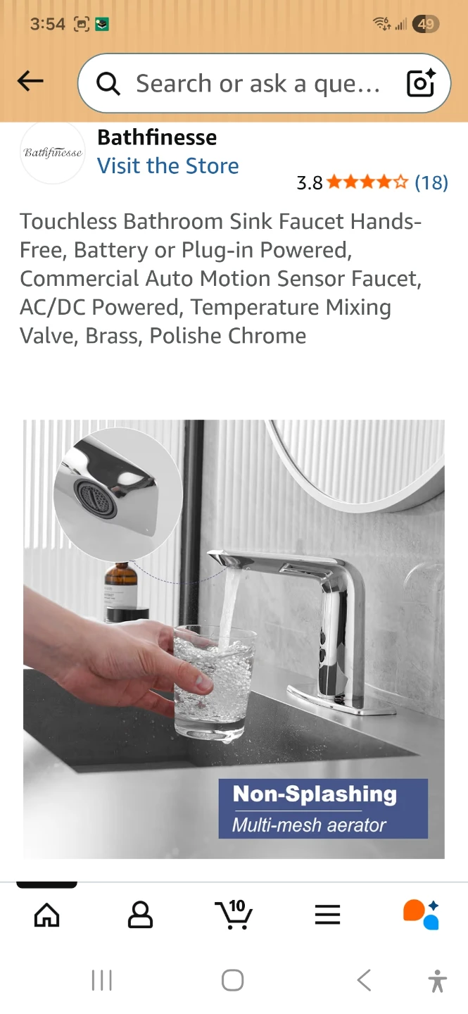 Touchless Motion Sensor Bathroom Faucet - Polished Chrome - photo 3