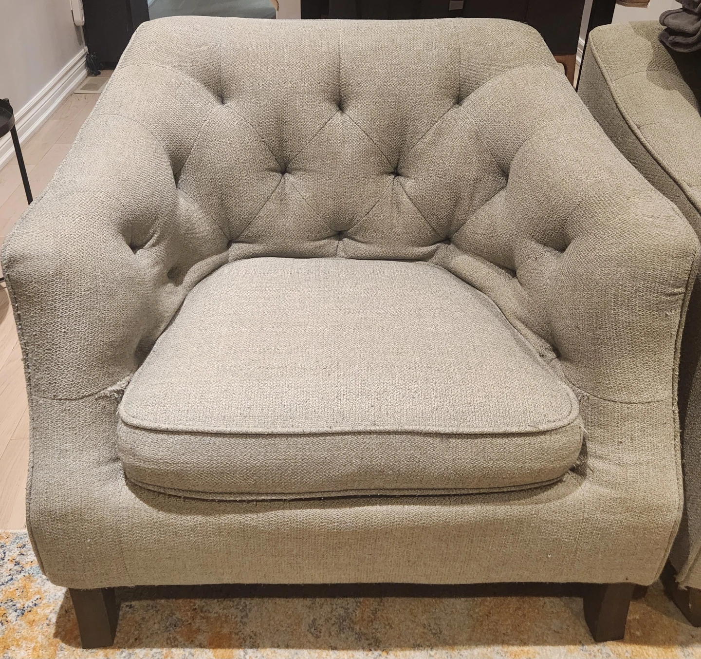 Pair of Tufted Accent Chair - Light Grey