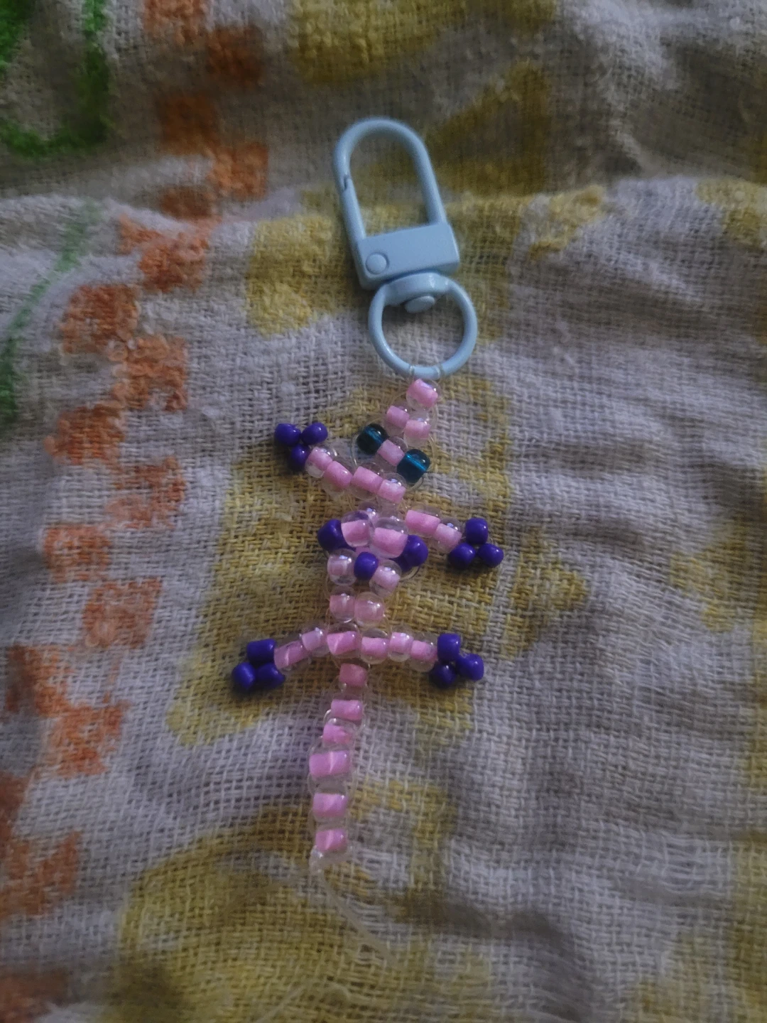 Handmade seed bead lizard keychain - photo 4