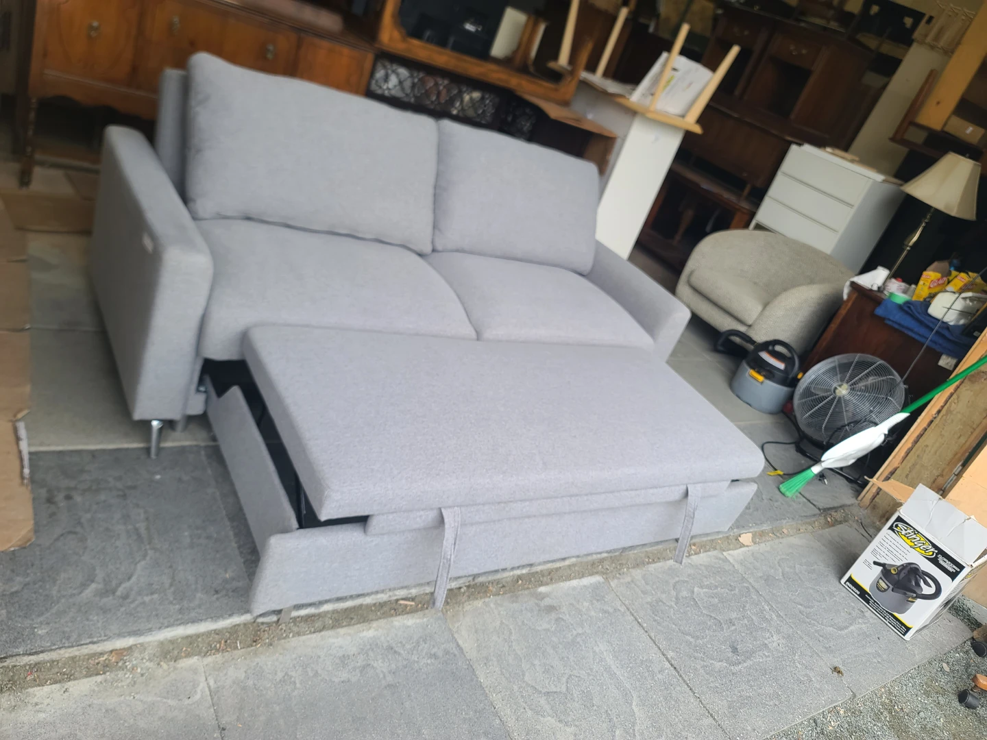 Grey 2-seater pull-out sofa bed - photo 3