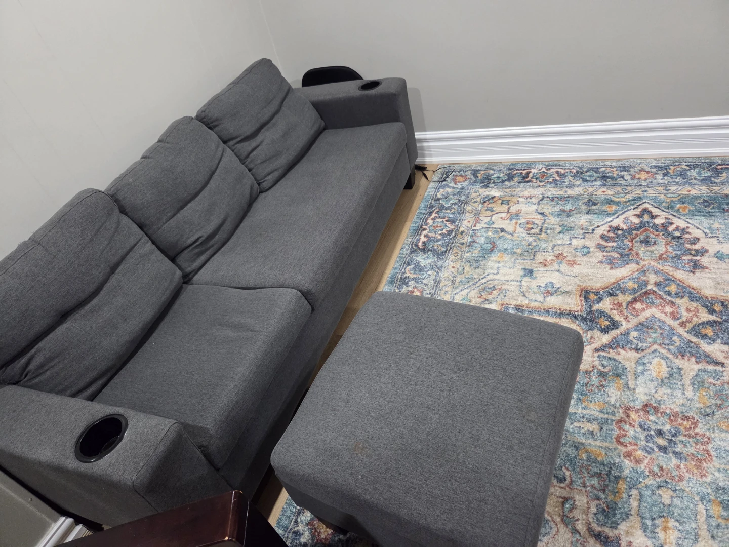 Grey Sectional Sofa with Ottoman