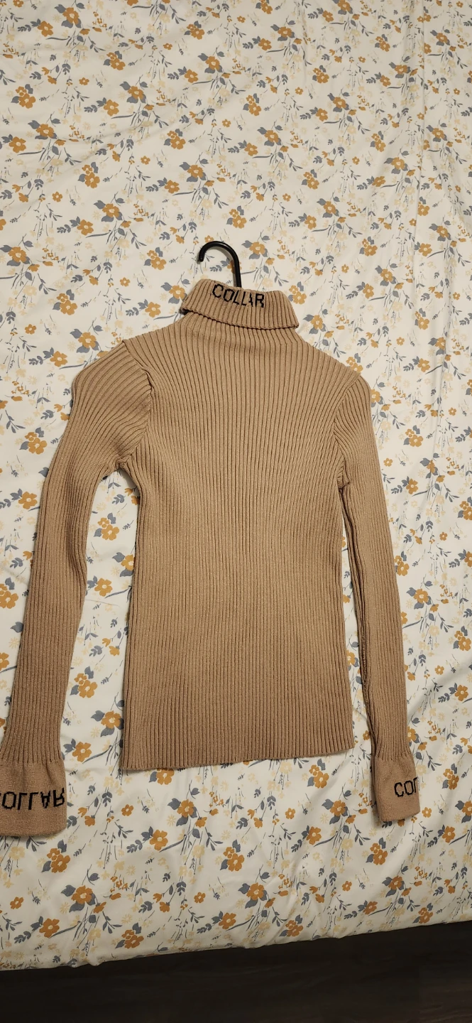 Tan Ribbed Turtleneck with Bell Sleeves - photo 2