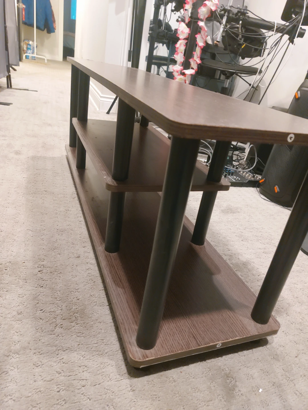Wood TV Stand with Shelves - photo 3