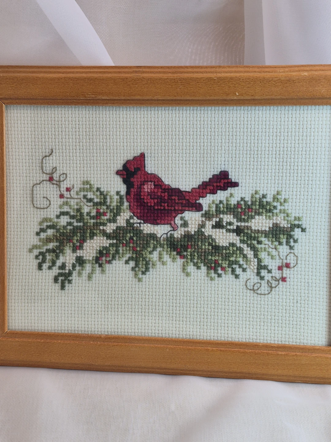 Beautiful Vintage 5x7 HandStitched Hand Needlepoint Cardinal - photo 3