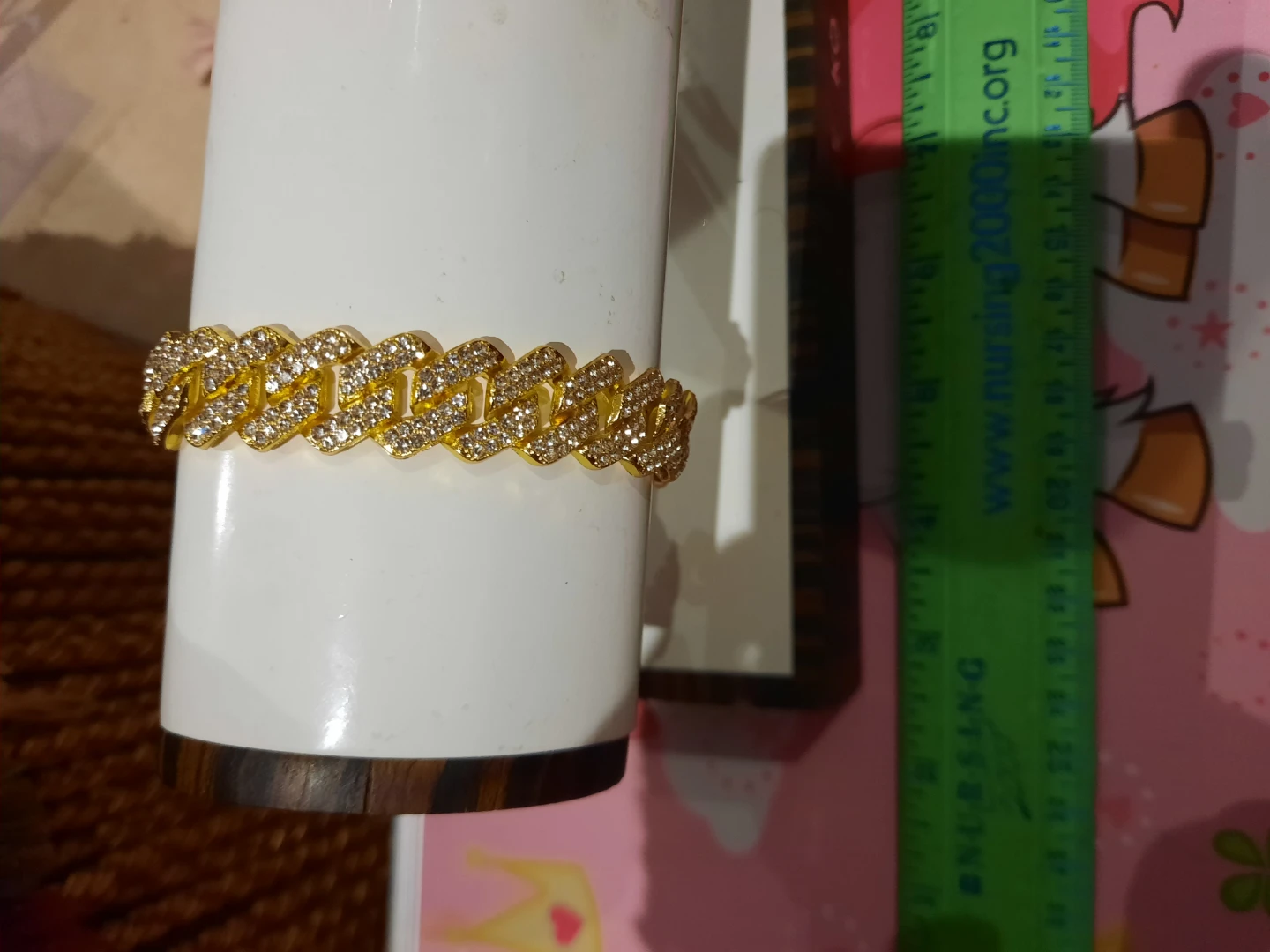 Gold-tone Iced Out Cuban Link Bracelet - photo 3