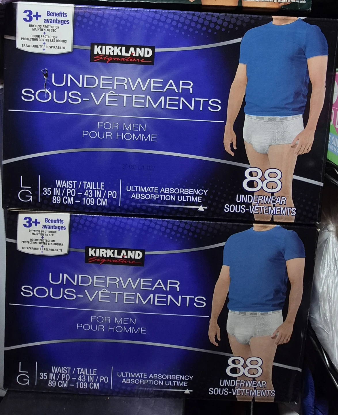 Kirkland Signature Men's Underwear - Size L - 88 Pack