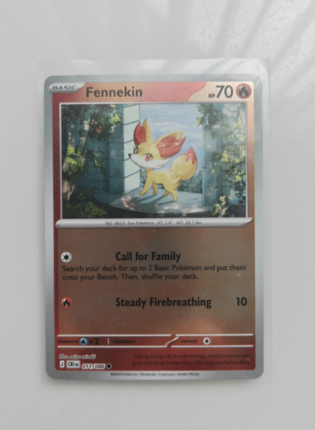 Pokemon TCG Fennekin 011/086 Chaos Rising Reverse Holo (NM)