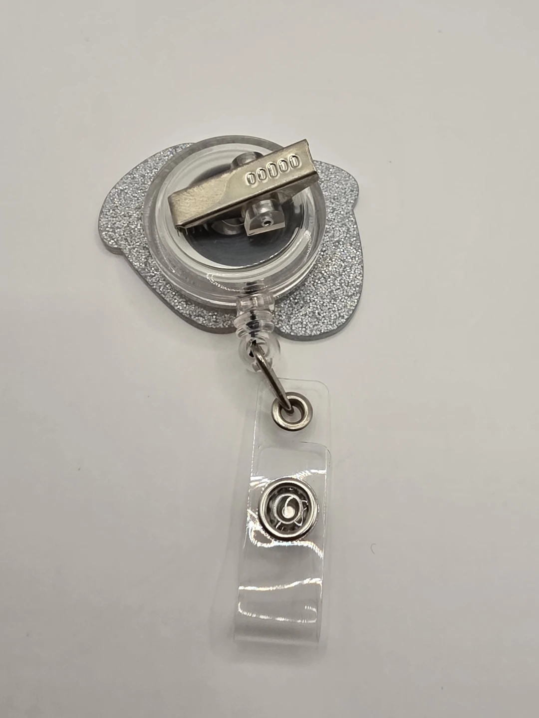 Baby Footprint Badge Reel Holder Glitter Pink Blue - photo 3