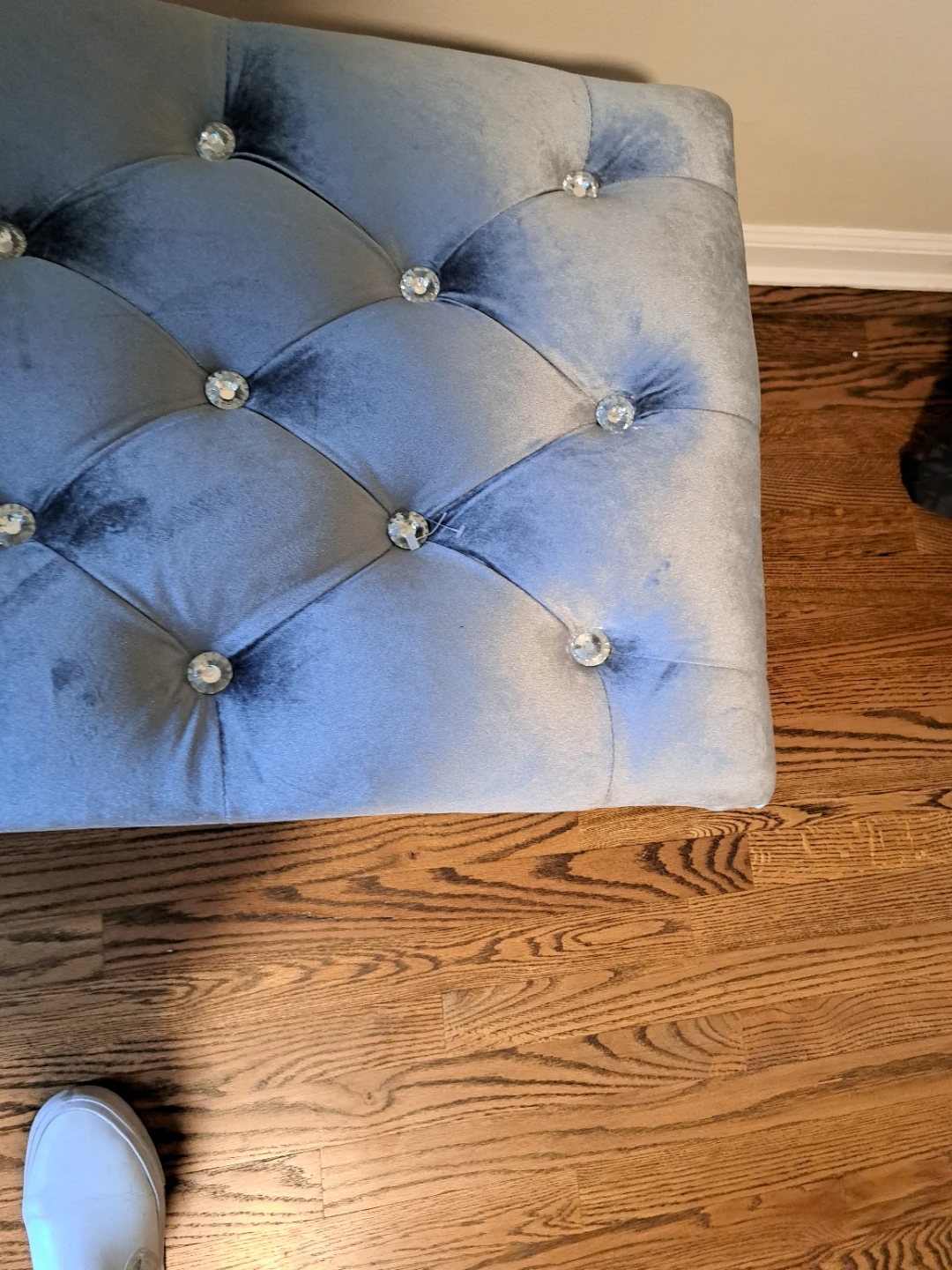 Tufted gray Velvet Bench Ottoman - photo 2