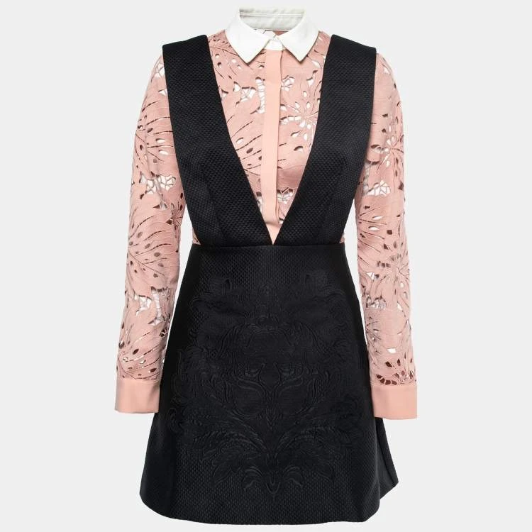 Self-Portrait Black Botanical Crest Jacquard Mini Dress - photo 2